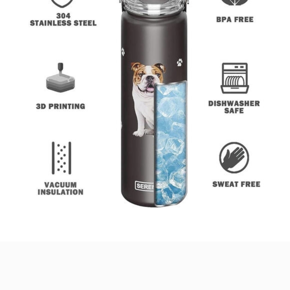 Poodle Serengeti Medium Grey Water Bottle - Picture 3 of 3